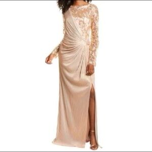 Tadashi Shoji Sequin Pintuck Long Dress S